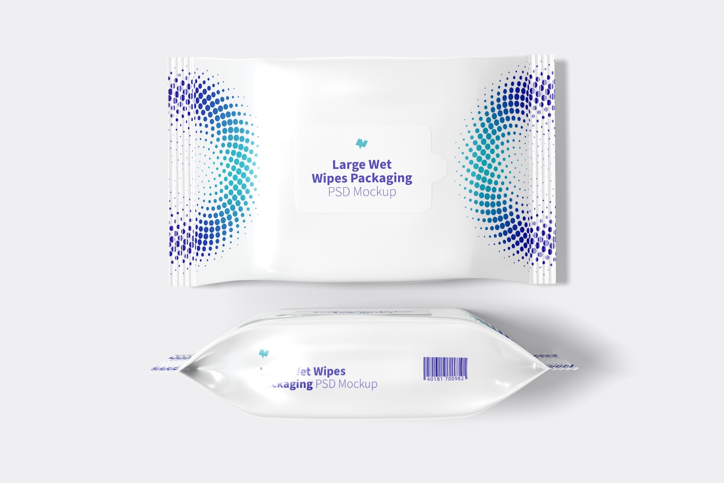 Large Wet Wipes Packaging Mockup, Top View