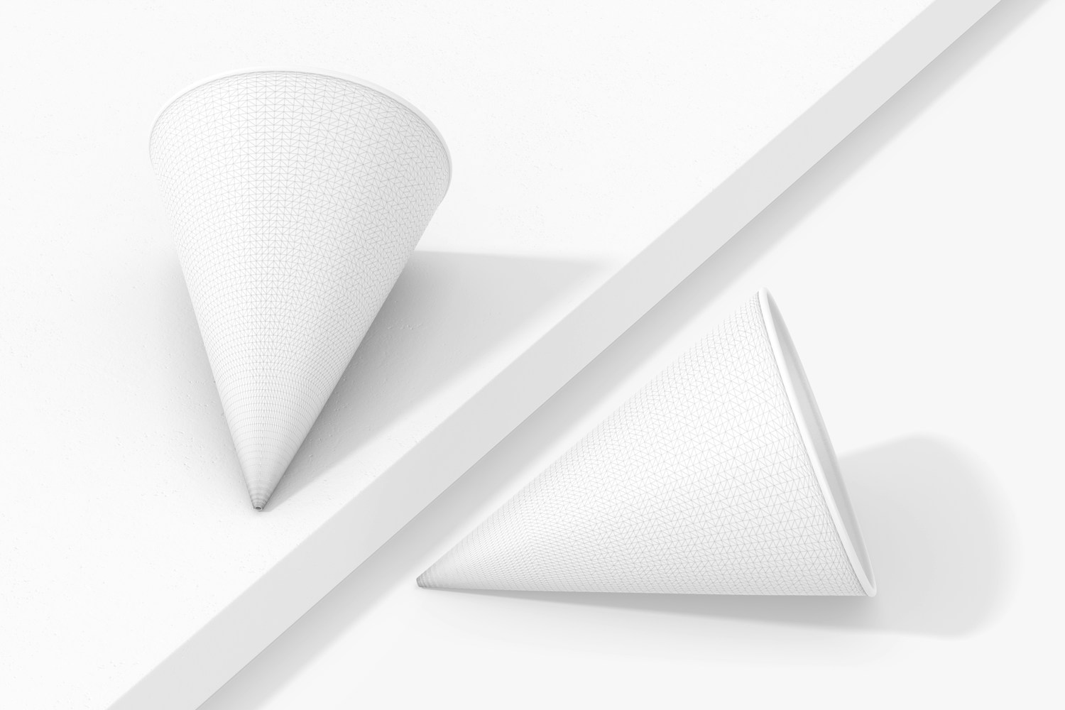 Cone Paper Cups Mockup, Top View
