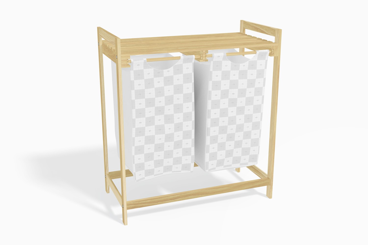 Cabinet with Laundry Basket Mockup, Perspective