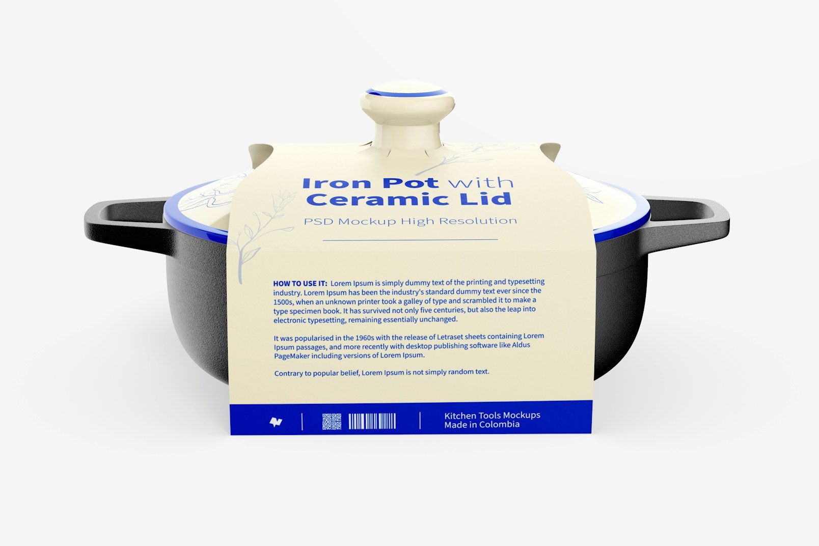 Iron Pot with Ceramic Lid Mockup