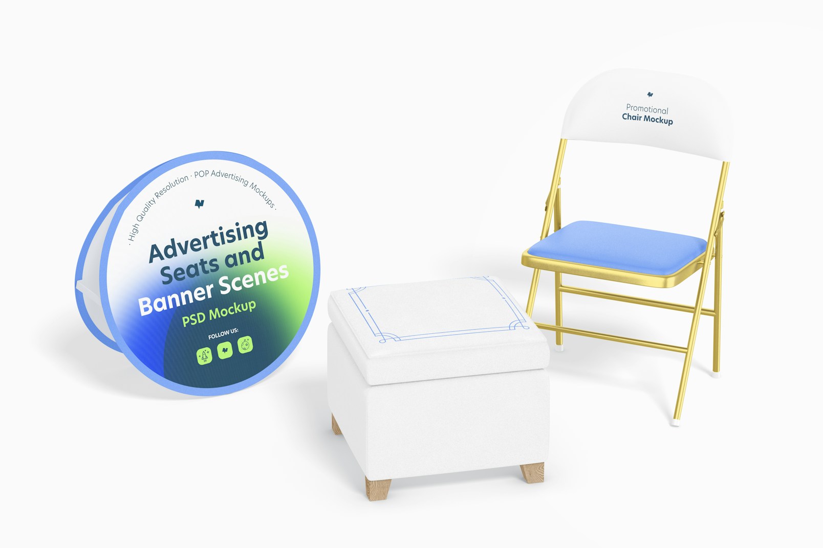 Advertising Seats and Banner Scenes Mockup, Perspective 02
