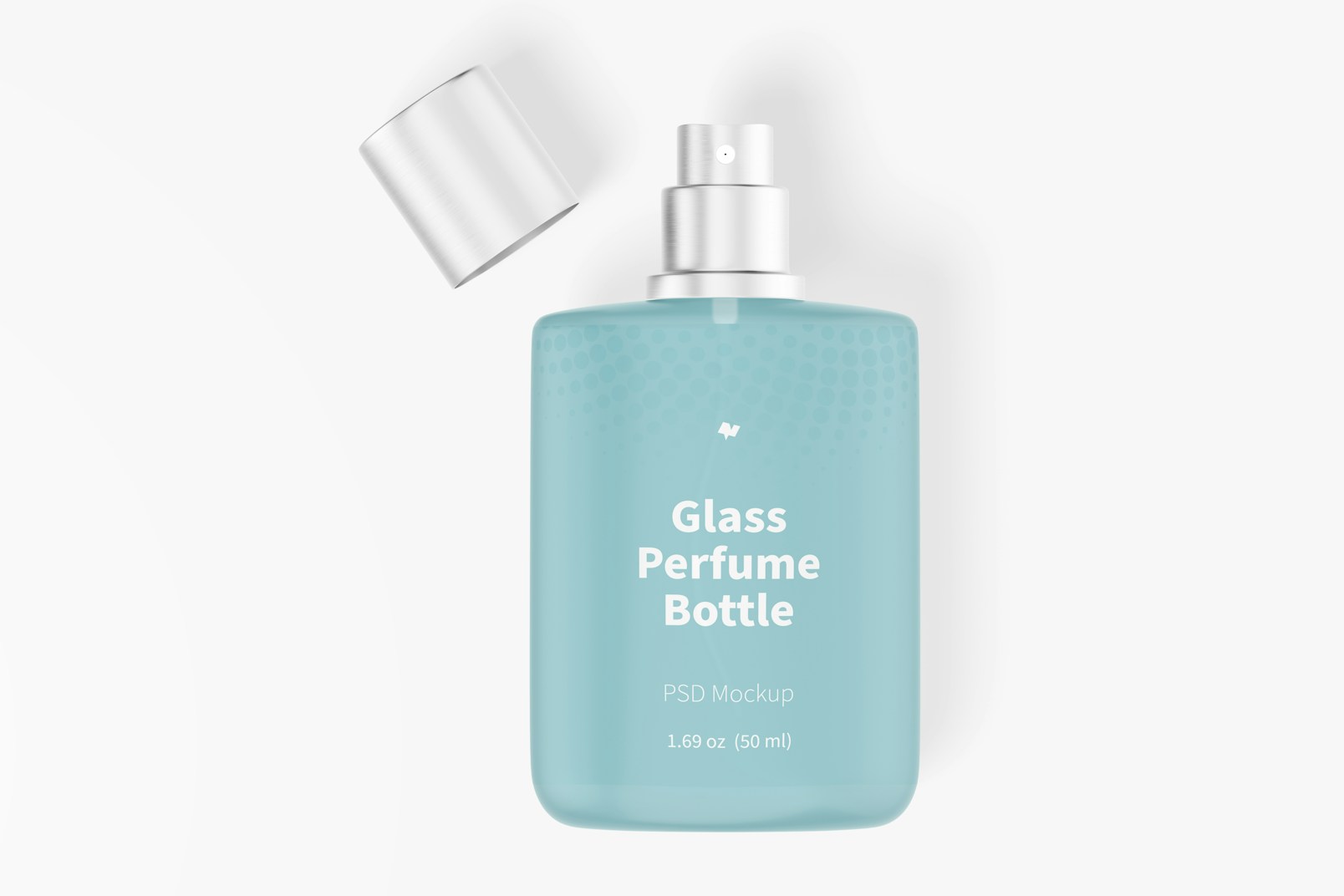 50 ml Glass Perfume Bottle Mockup, Top View