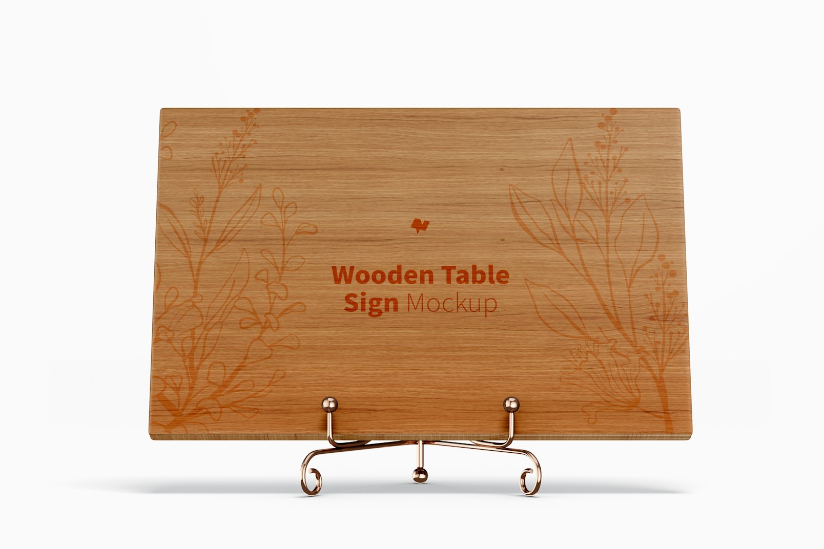 Wooden Table Sign Mockup, Front View