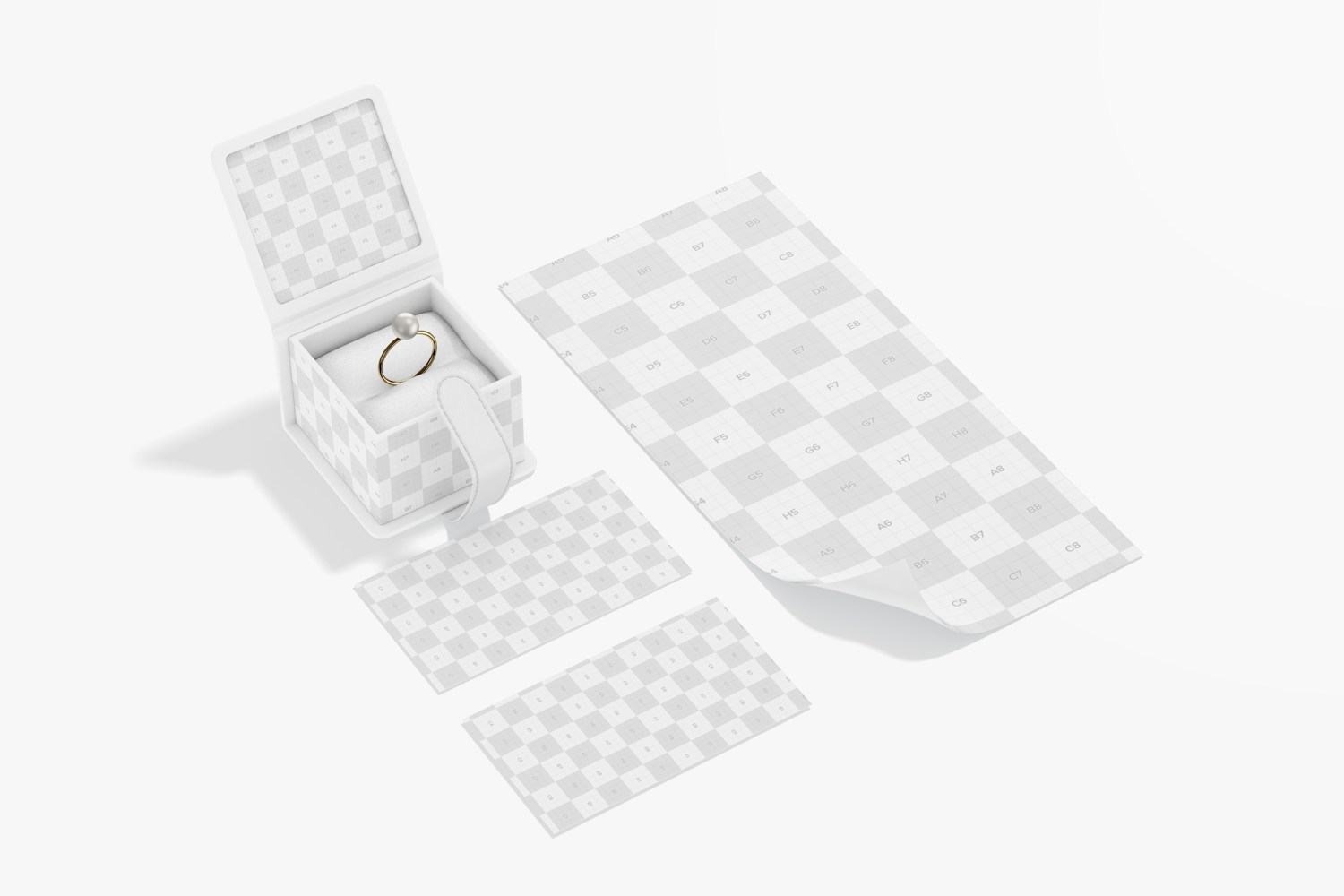 Jewelry Packaging and Stationery Mockup, Perspective