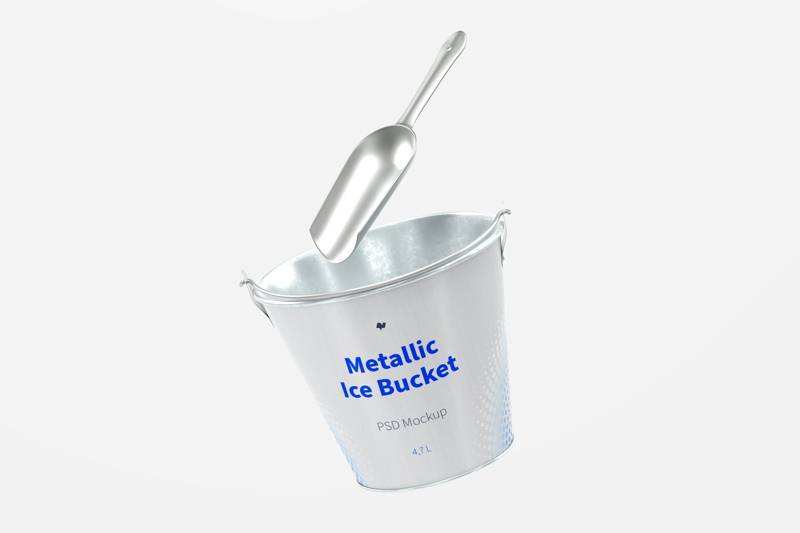 Metallic Ice Bucket Mockup, Floating