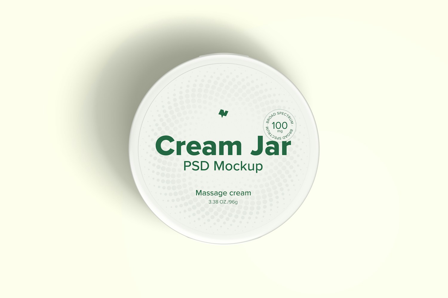 3.38 oz Cream Jar Mockup, Top View