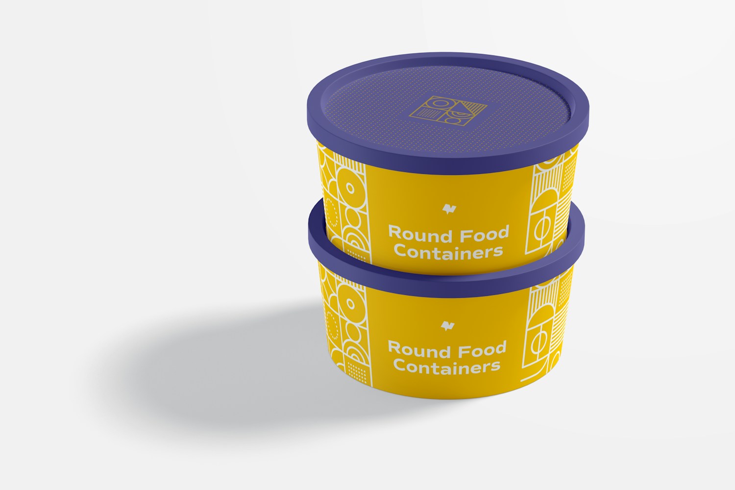 Round Plastic Food Delivery Containers Mockup, Closed