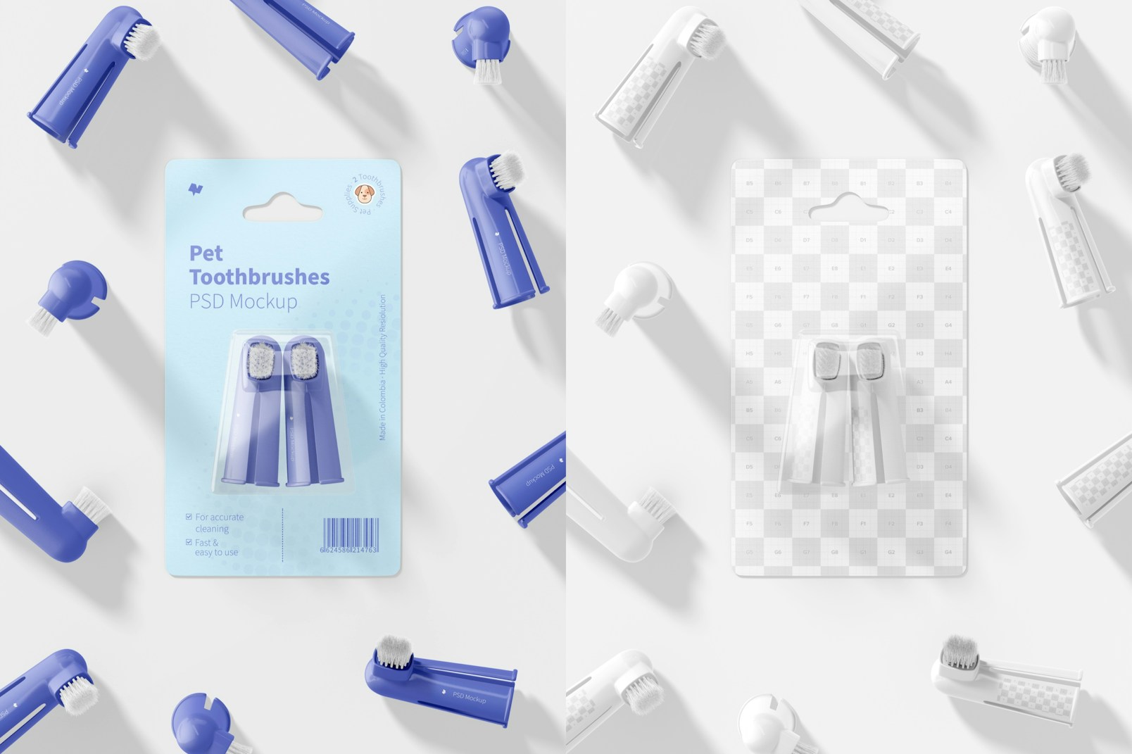 Pet Toothbrushes Mockup, Top View