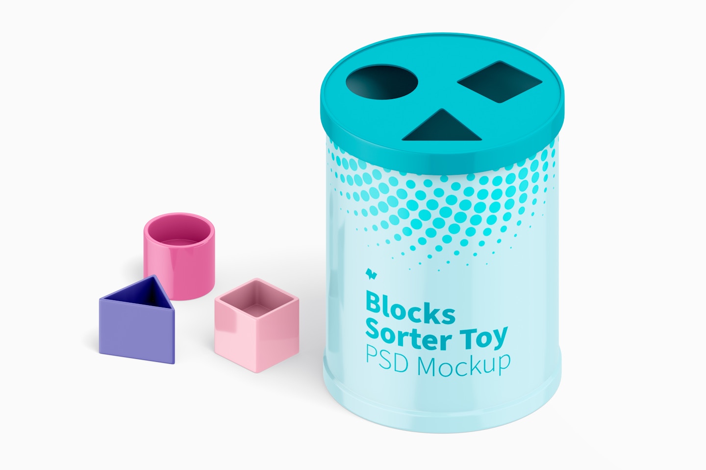Blocks Sorter Toy Mockup, Isometric View