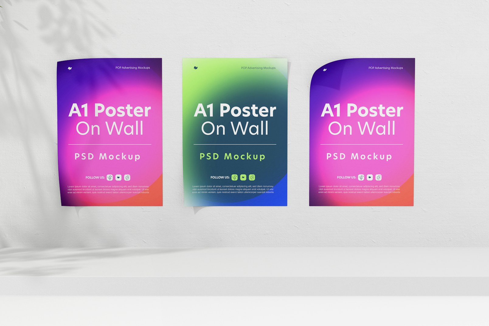 A1 Posters Set on Wall Mockup