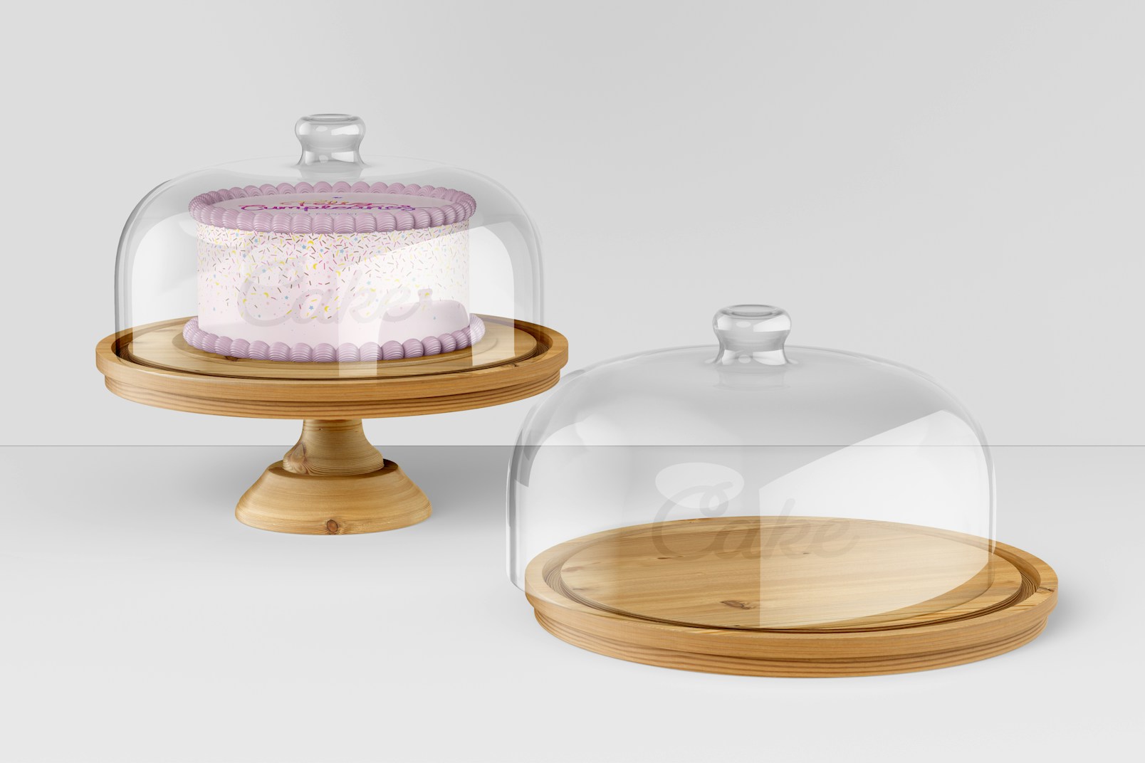 Cake Stands with Dome Lid Mockup