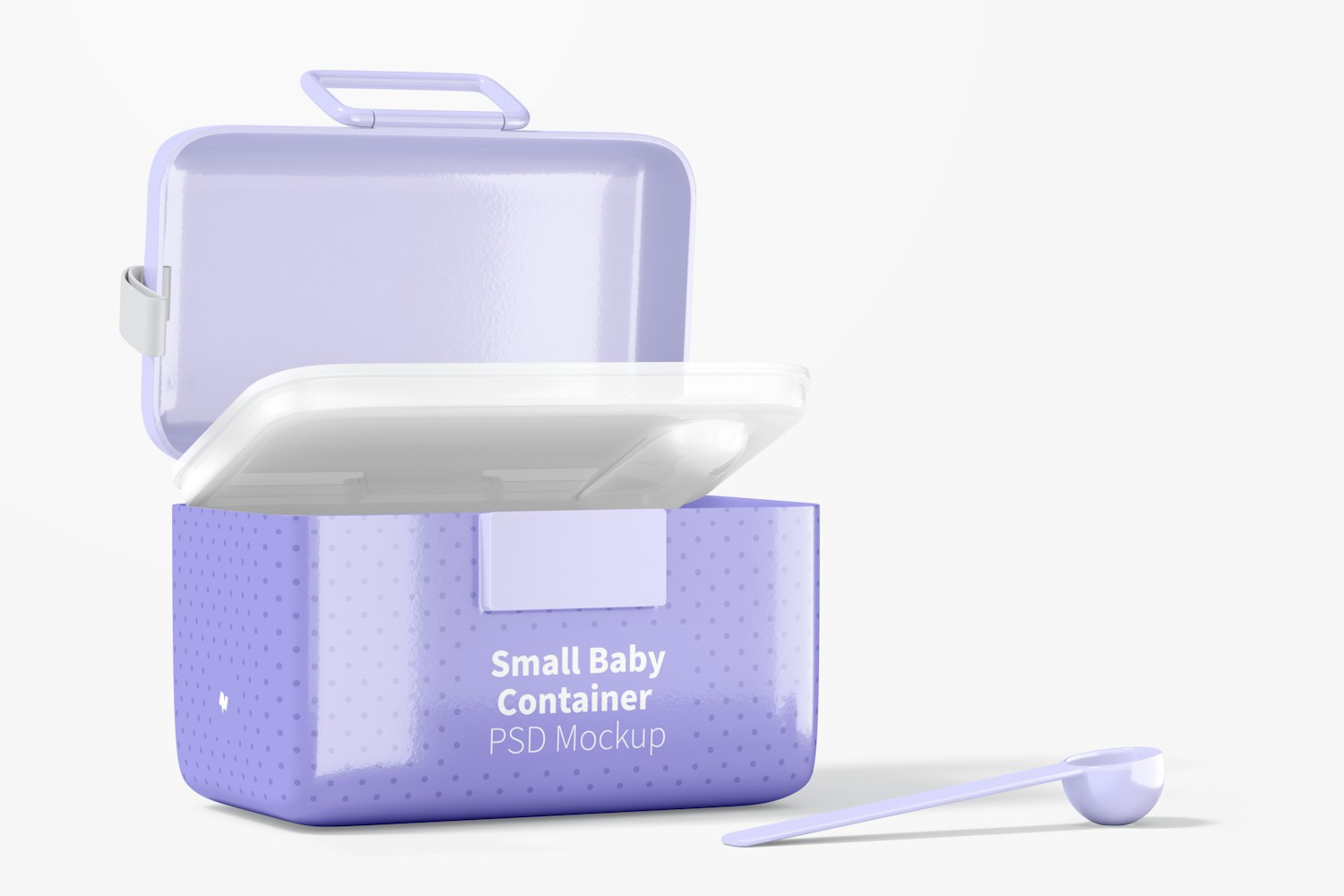 Small Baby Milk Powder Container Mockup, Opened Small Baby Milk Powder Container Mockup, Opened