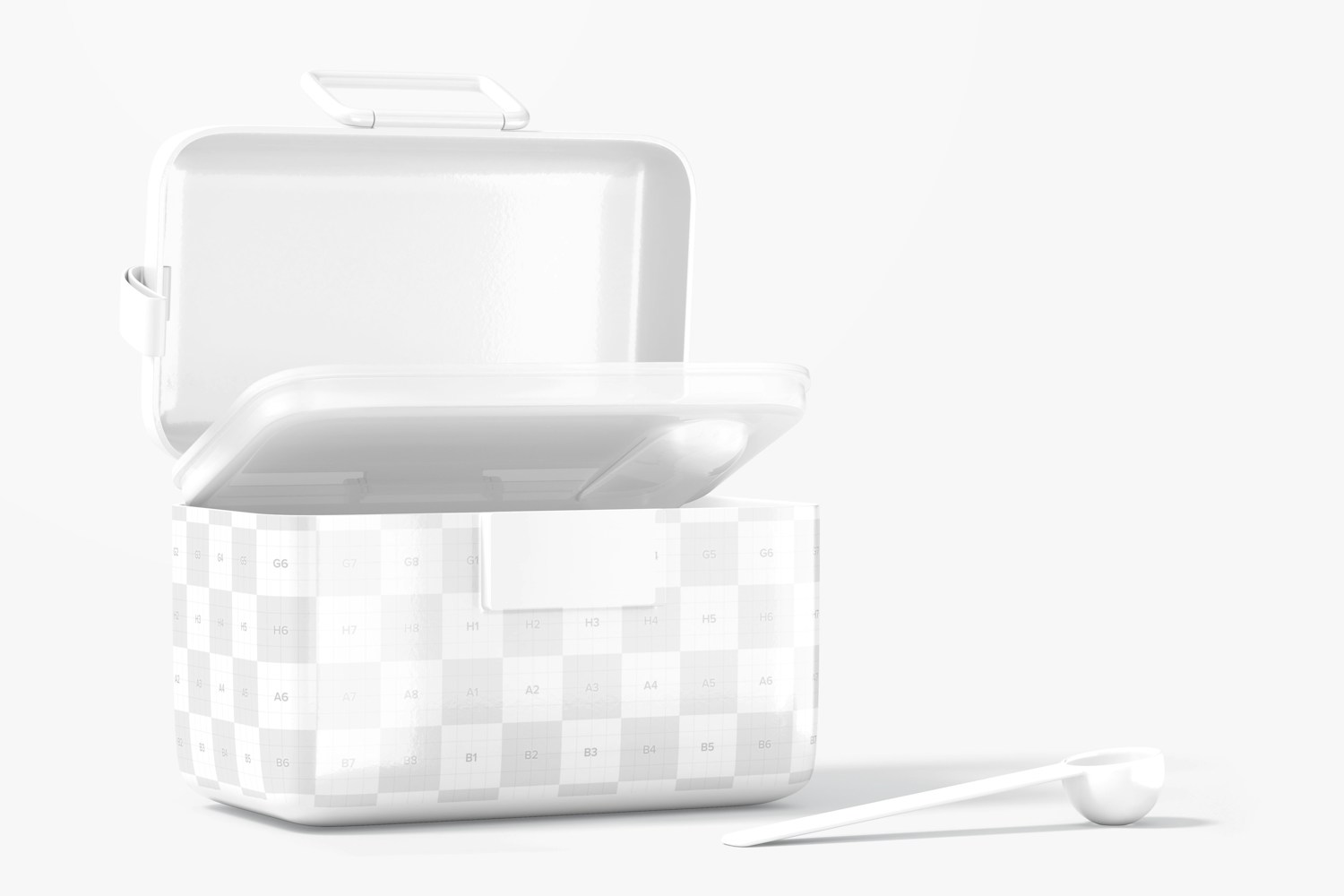 Small Baby Milk Powder Container Mockup, Opened Small Baby Milk Powder Container Mockup, Opened