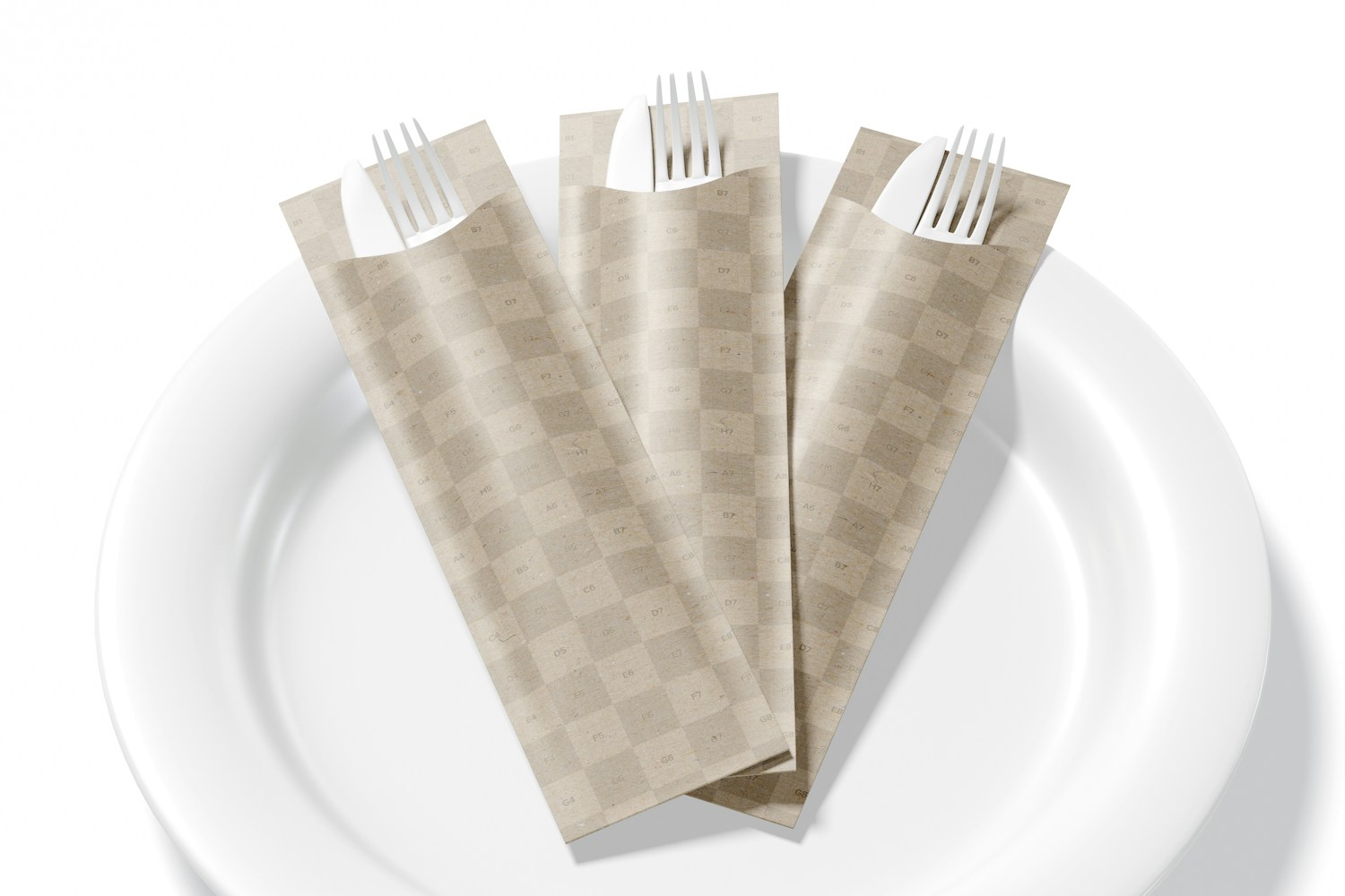 Cutlery Paper Packages Mockup with Plate