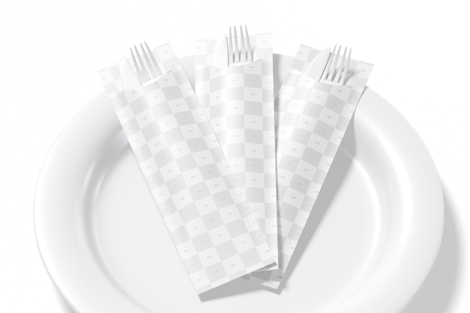 Cutlery Paper Packages Mockup with Plate Cutlery Paper Packages Mockup with Plate