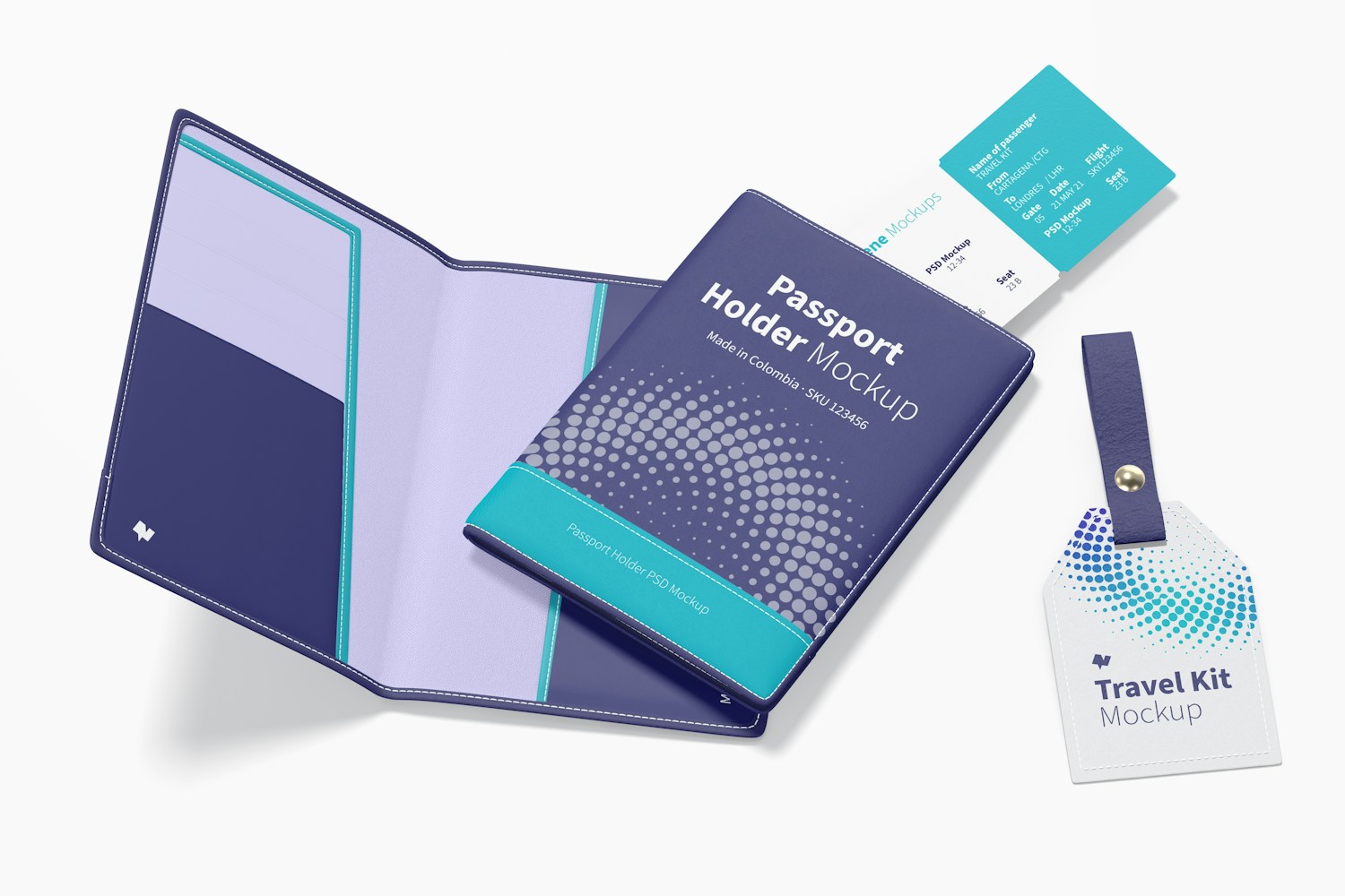 Travel Kit Scene Mockup, Top View 02 Travel Kit Scene Mockup, Top View 02