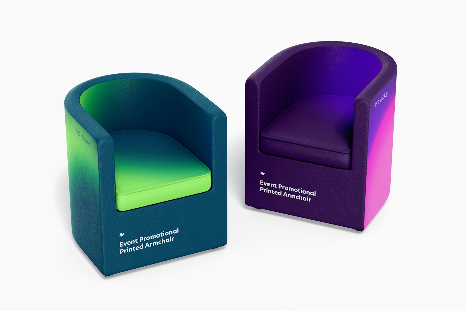 Event Promotional Printed Armchairs Mockup, Perspective