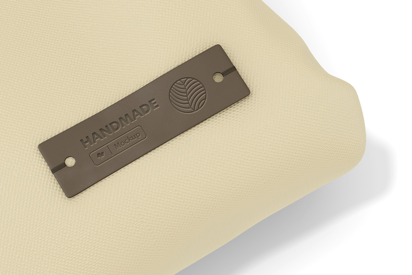 Rectangular Leather Clothing Tag Mockup, Perspective