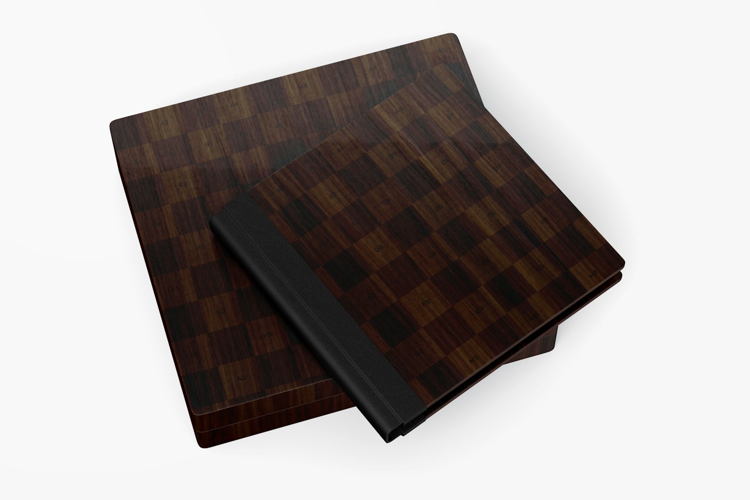 Wood Case for Notebook Mockup, Perspective View