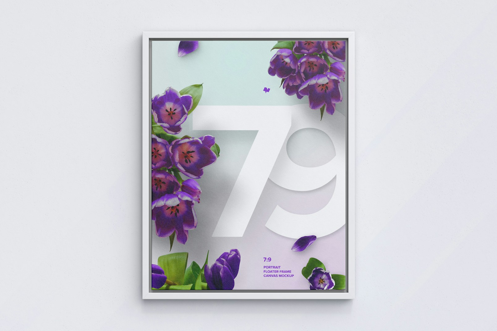 7:9 Portrait Canvas Mockup in Floater Frame, Front View