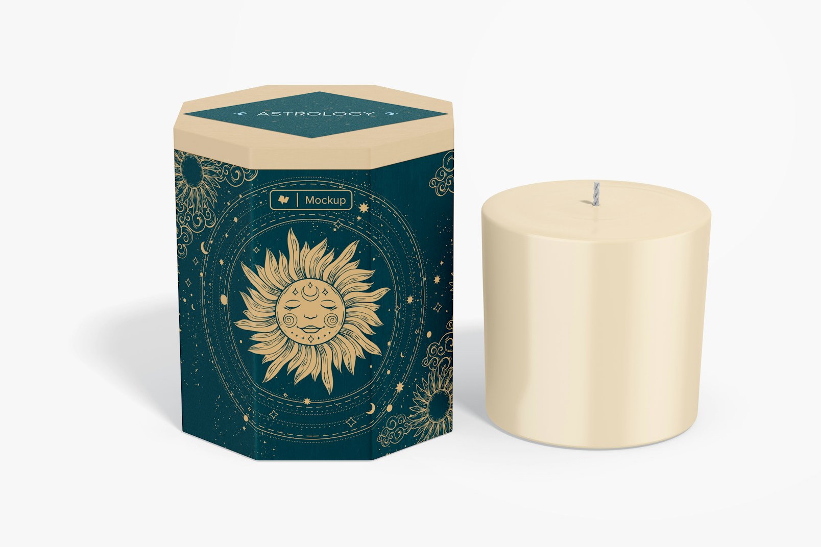 Octagonal Candle Mockup, Front View