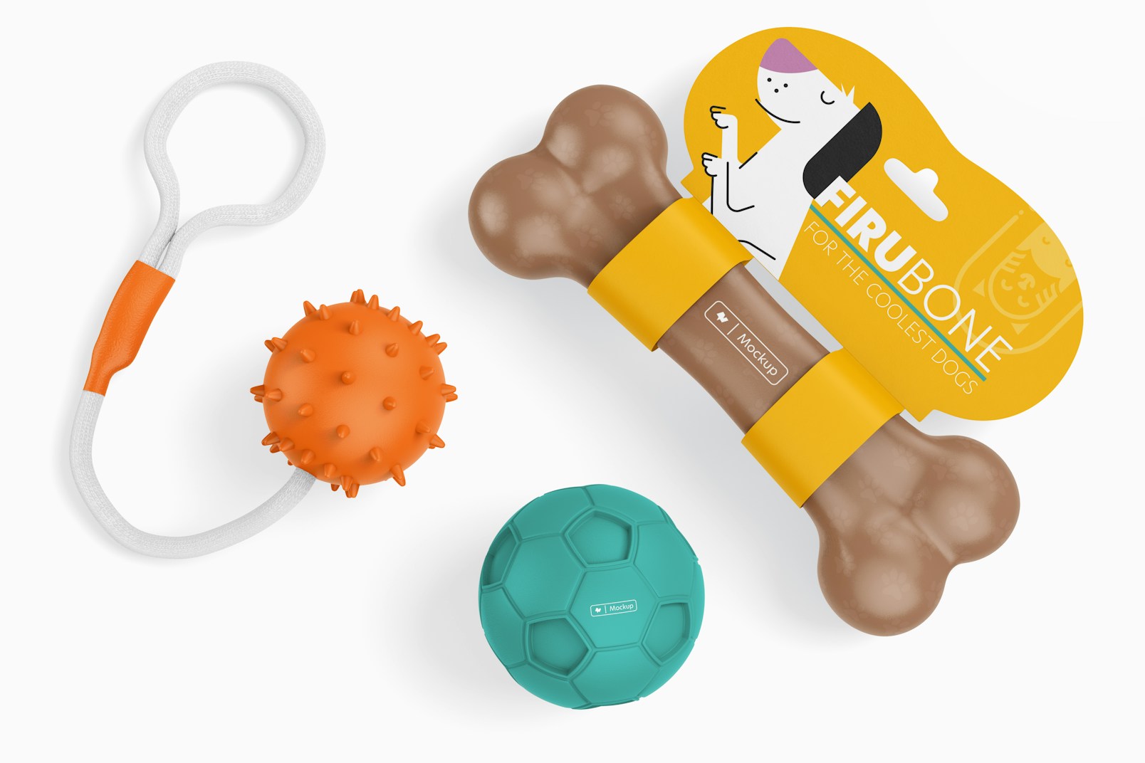 Chewing Bone with Label Mockup, with Toys
