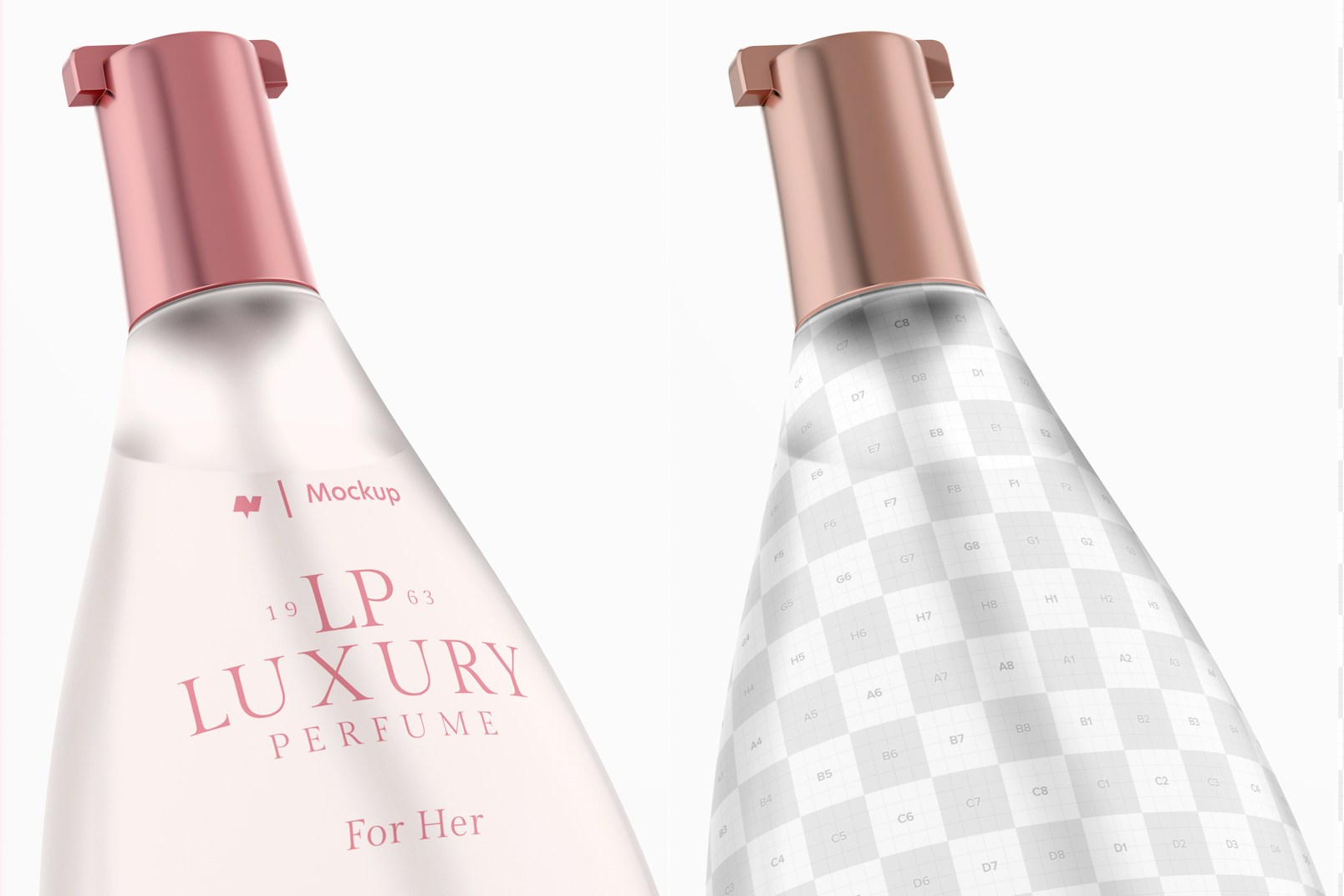 Triangular Luxury Perfume Bottle Mockup, Close Up