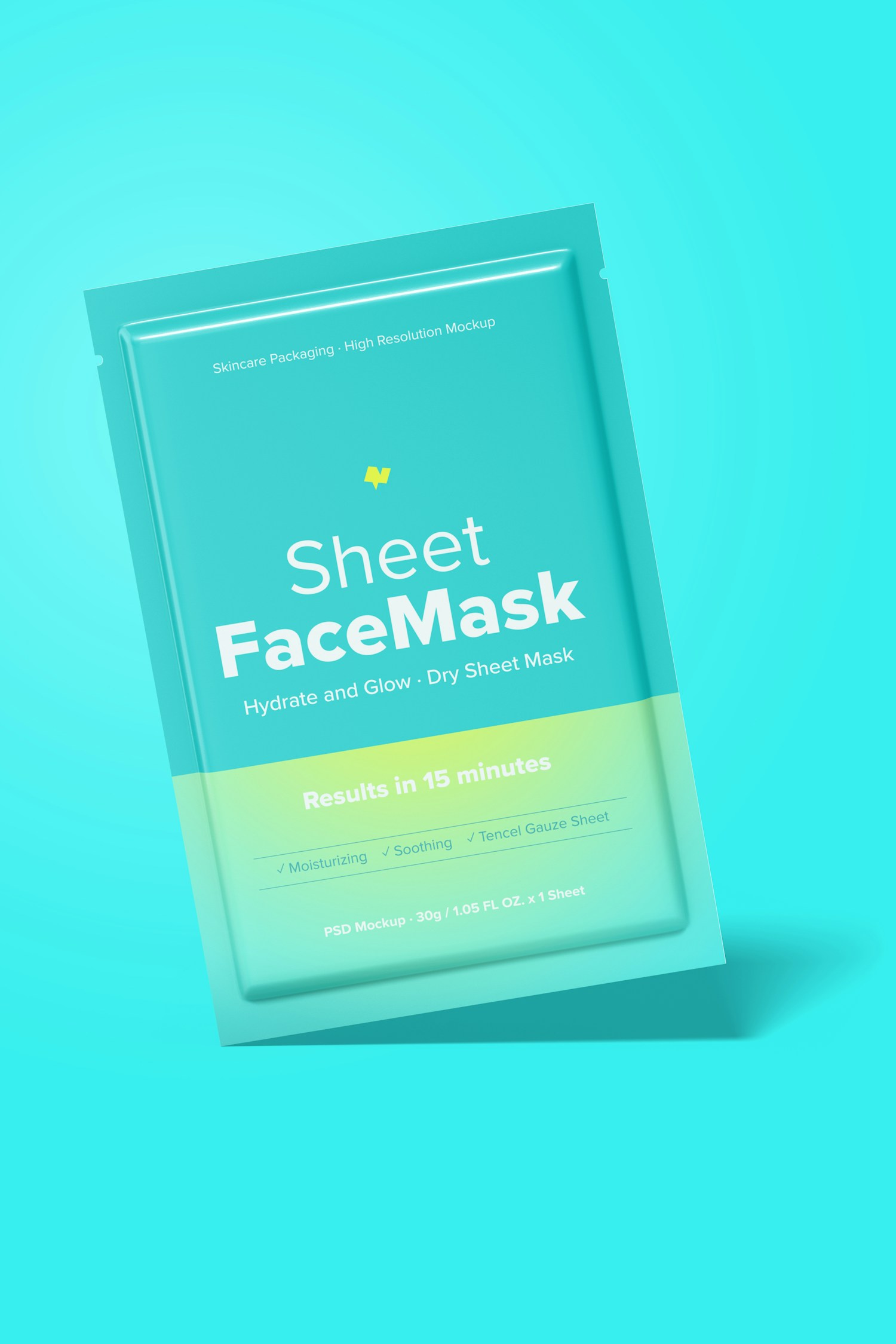 Sheet Face Mask Mockup, Leaned