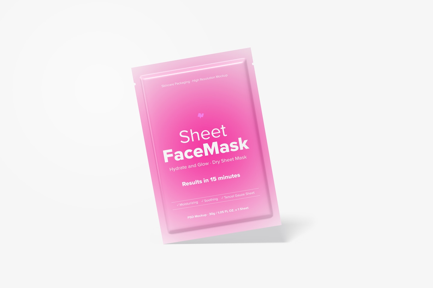 Maqueta de Empaque para Mascarilla Facial, Inclinada
