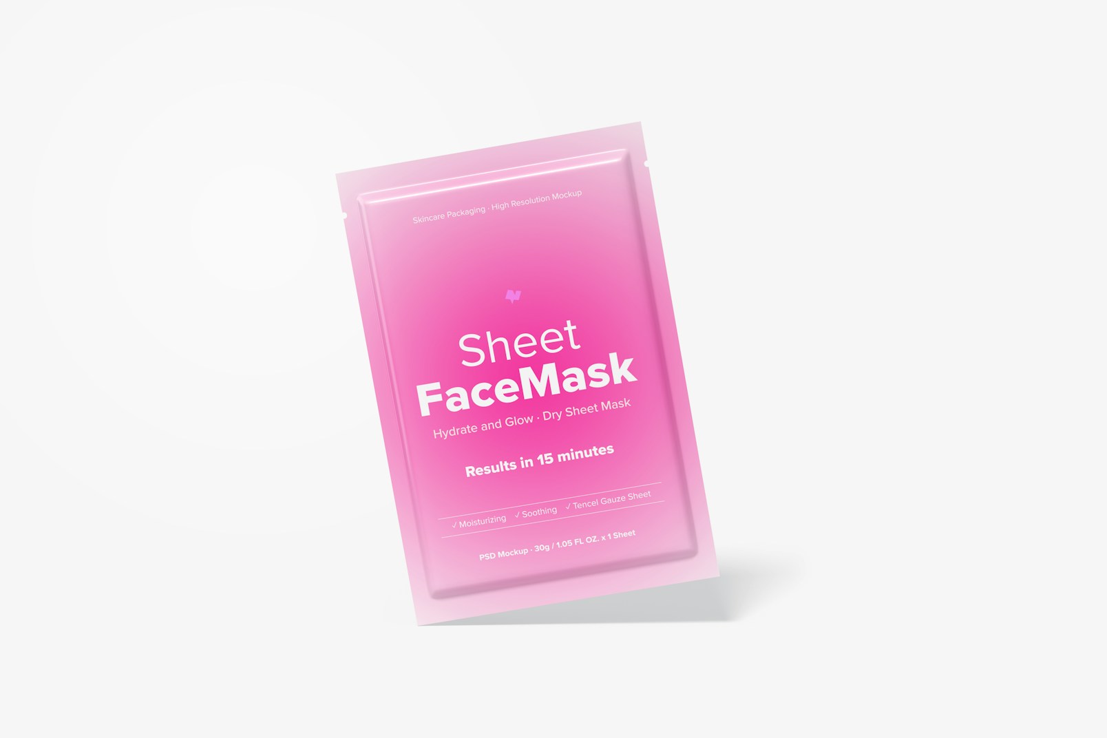 Sheet Face Mask Mockup, Leaned
