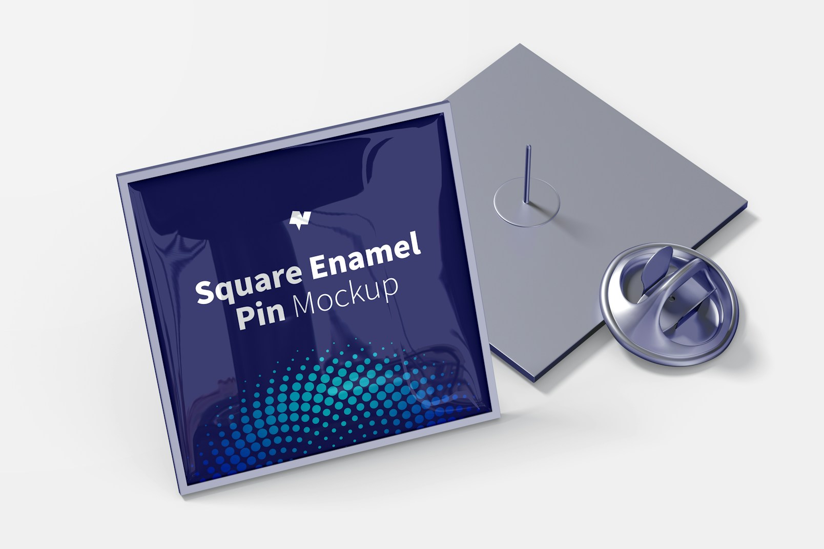 Square Enamel Pins Mockup