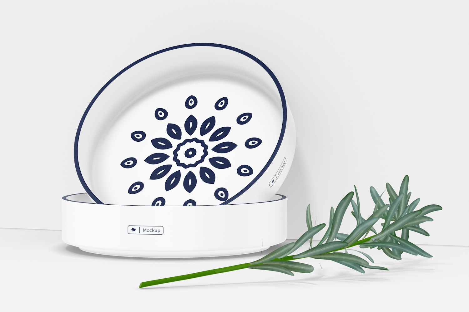 Ceramic Large Plates Mockup, Leaned Ceramic Large Plates Mockup, Leaned