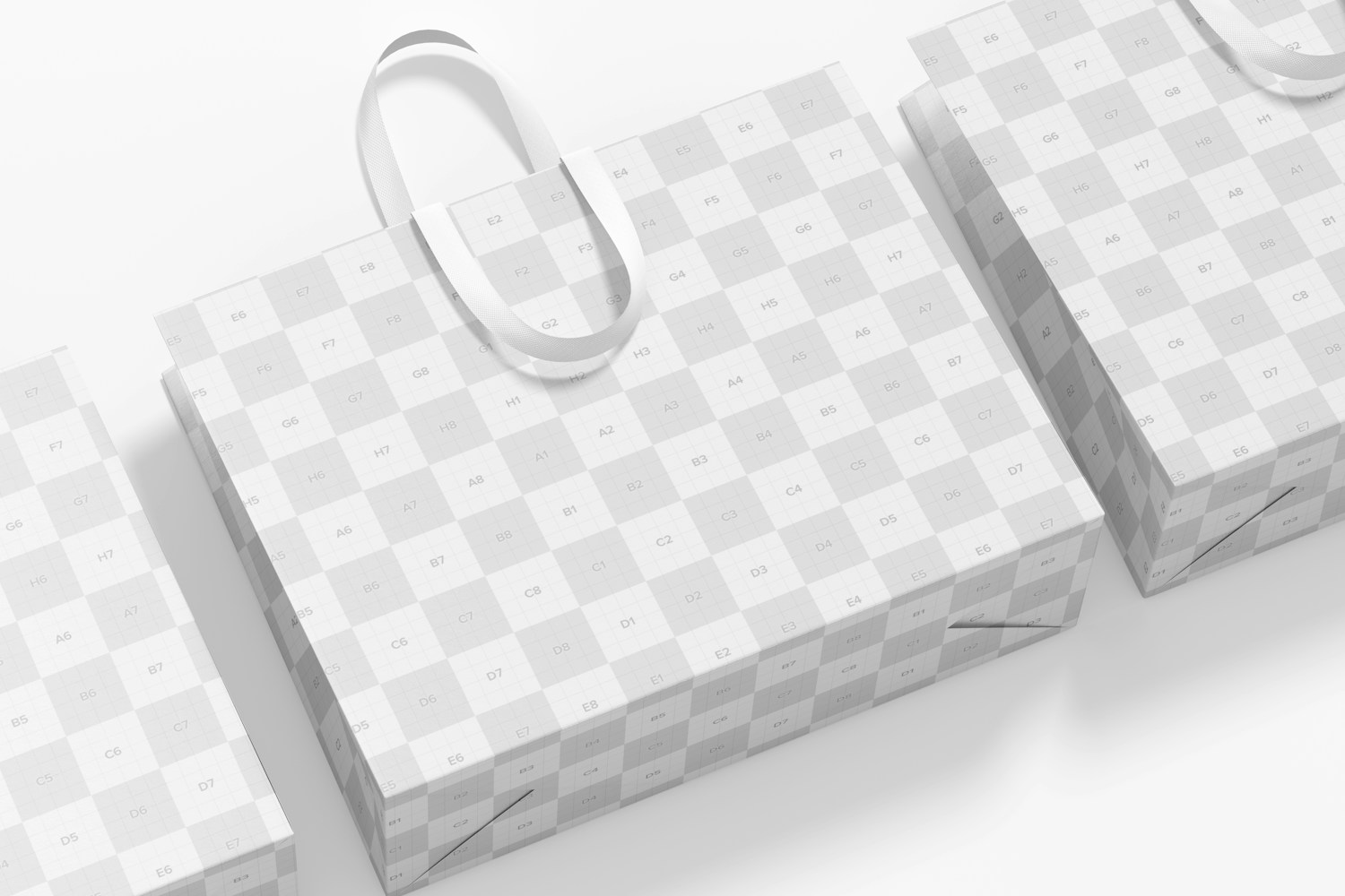Jumbo Gift Bags with Ribbon Handle Mockup, Top View Jumbo Gift Bags with Ribbon Handle Mockup, Top View