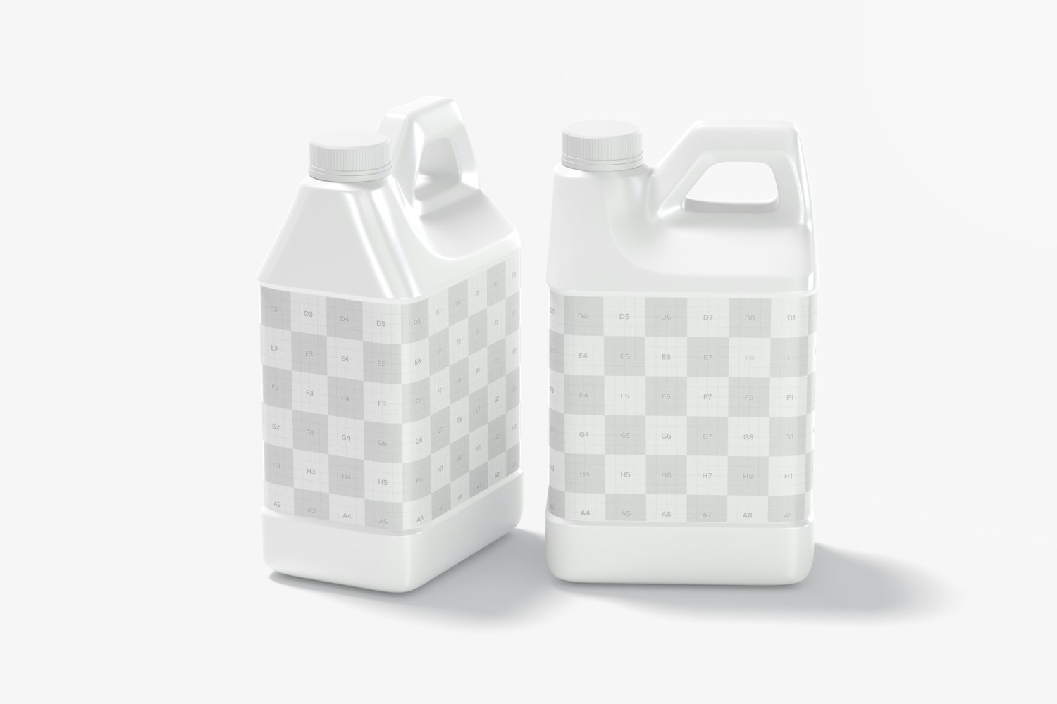 64 oz Plastic Jugs Mockup, Side and Front View