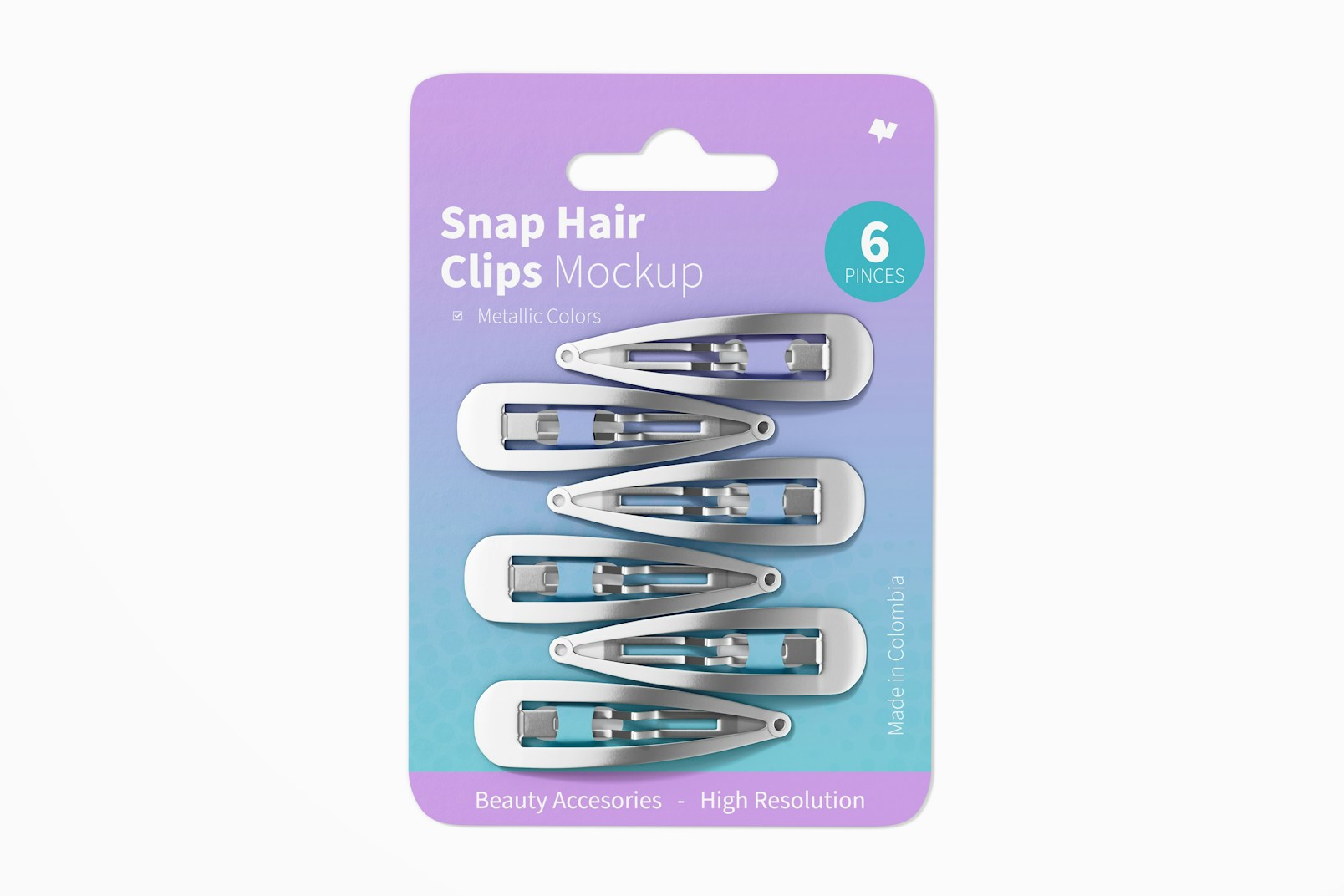 Snap Hair Clips Blister Mockup