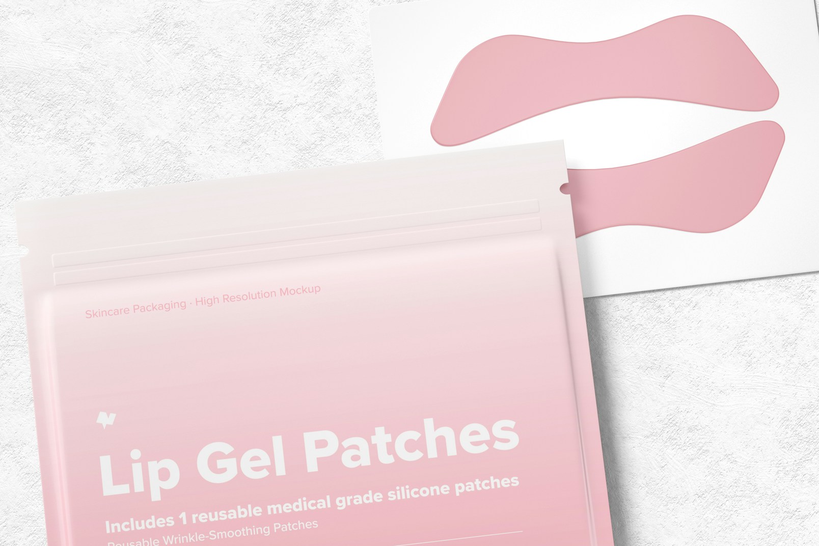 Lip Gel Patches Packaging Mockup, Close Up