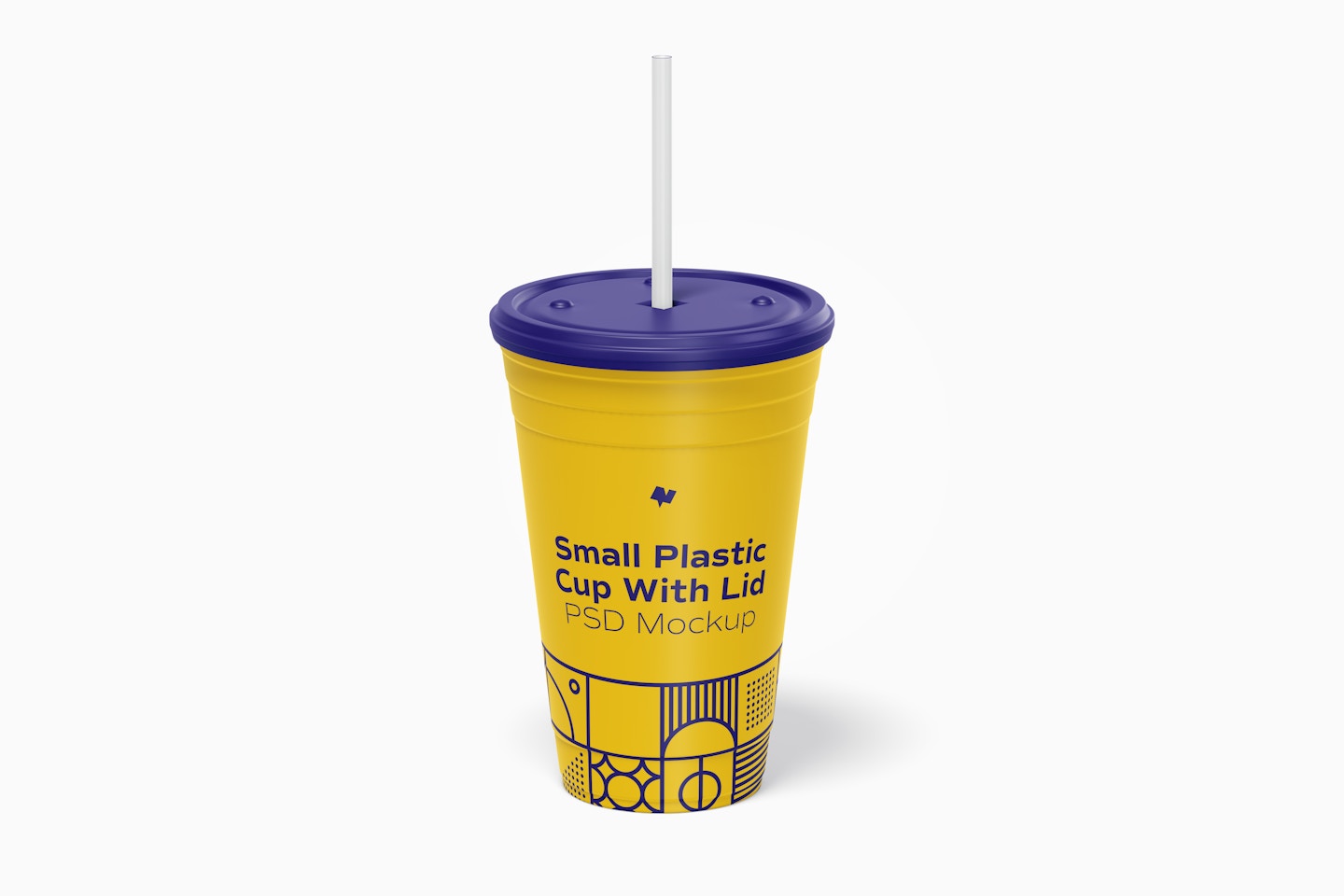 Small Plastic Cup with Lid Mockup, Front View