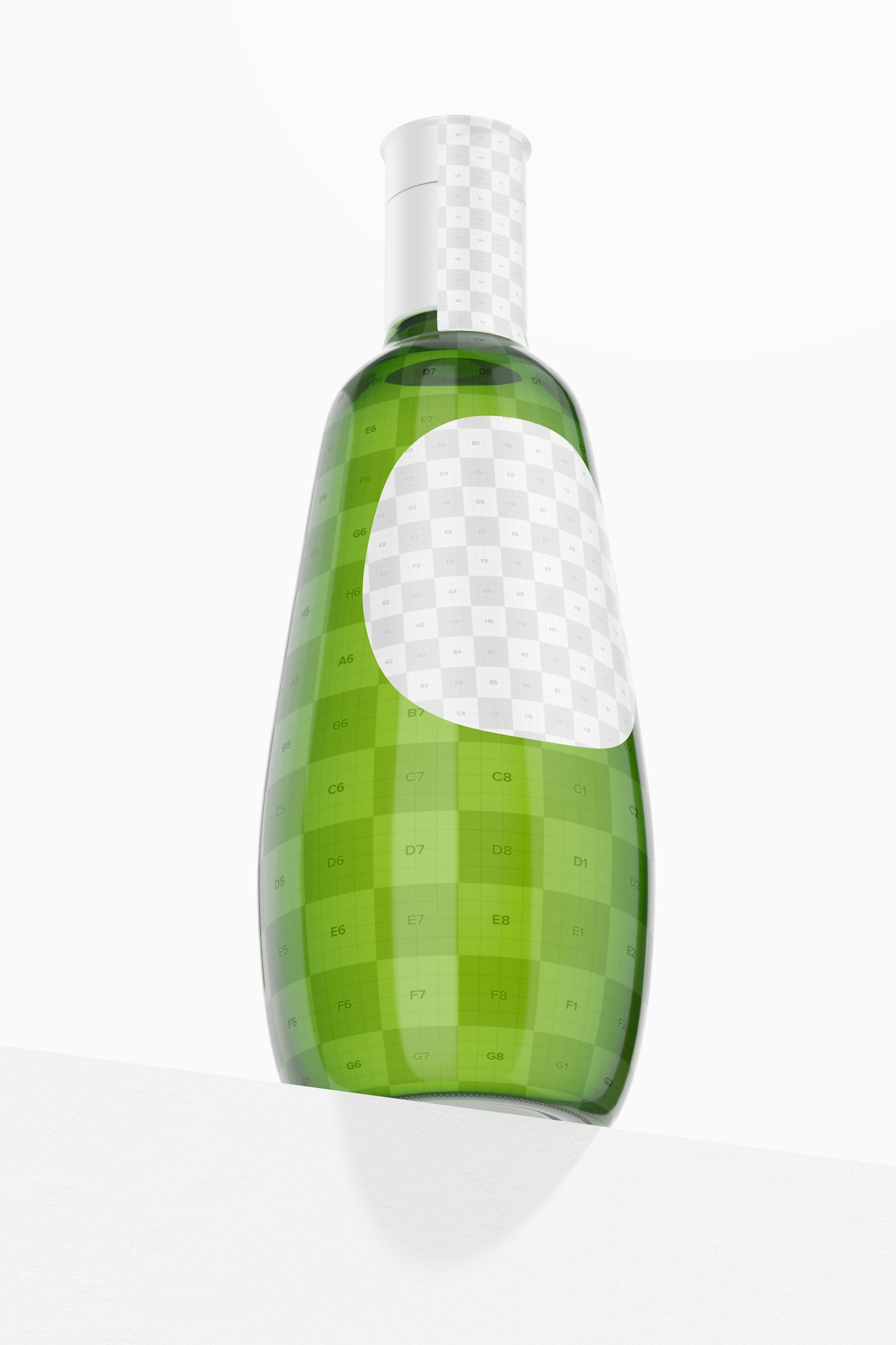 Liquor Glass Bottle Mockup, Low Angle View
