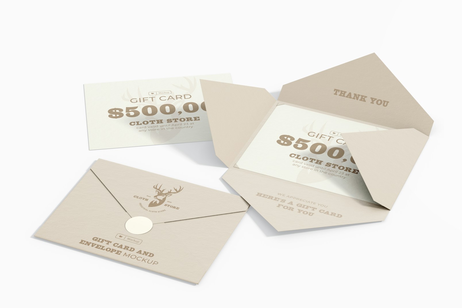Gift Cards with Envelope Mockup