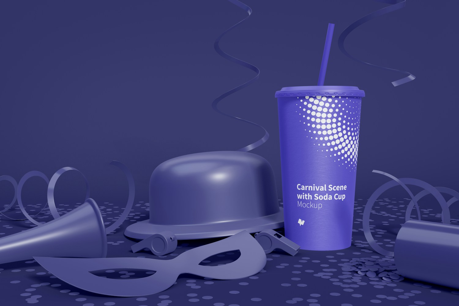 Carnival Scene with Soda Cup Mockup, Front View Carnival Scene with Soda Cup Mockup, Front View