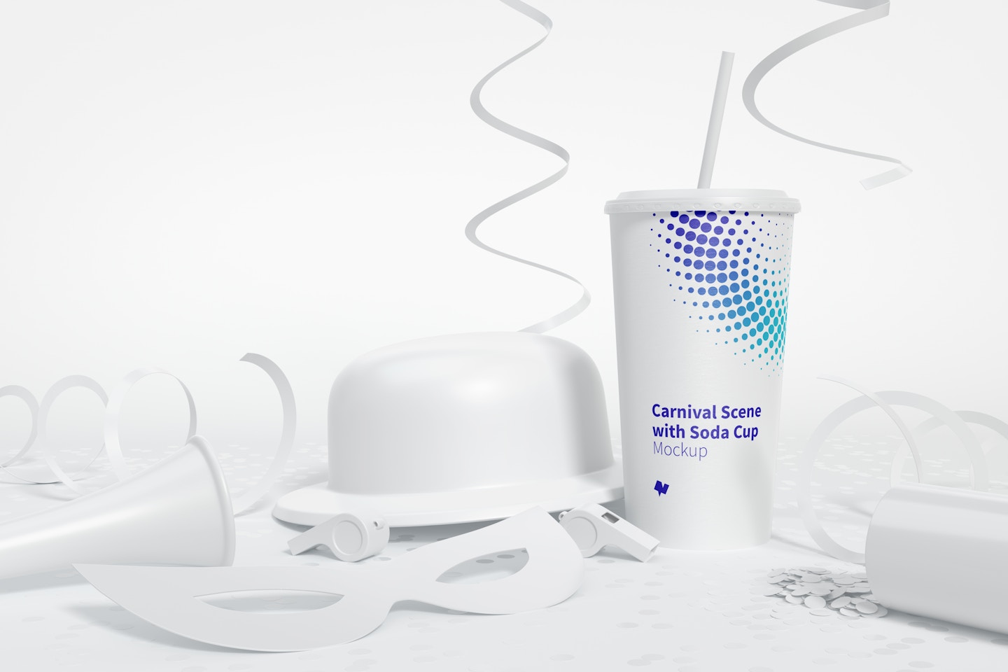 Carnival Scene with Soda Cup Mockup, Front View