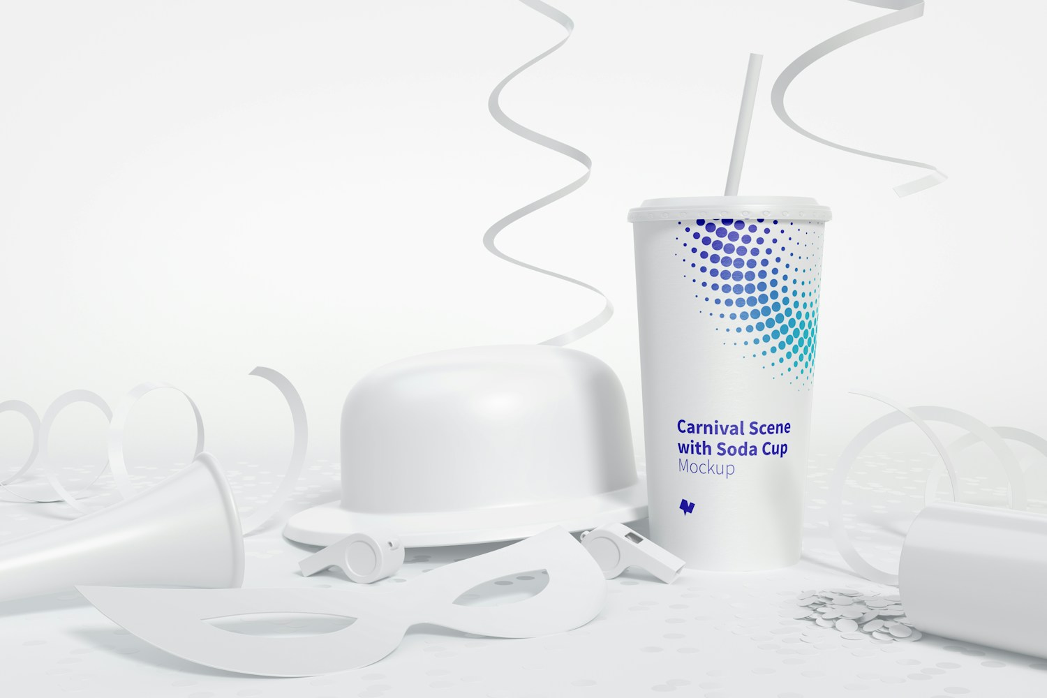 Carnival Scene with Soda Cup Mockup, Front View Carnival Scene with Soda Cup Mockup, Front View