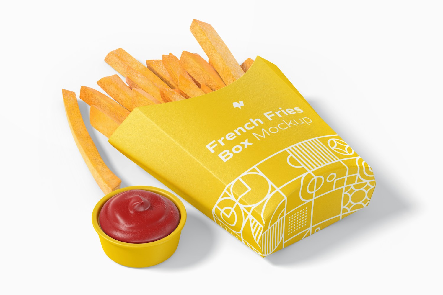 French Fries Box Mockup, Perspective French Fries Box Mockup, Perspective