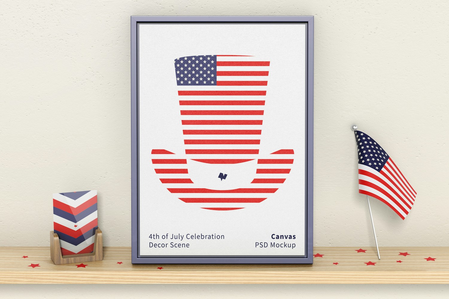 4th of July Celebration Decor Scene Mockup, Front View 4th of July Celebration Decor Scene Mockup, Front View