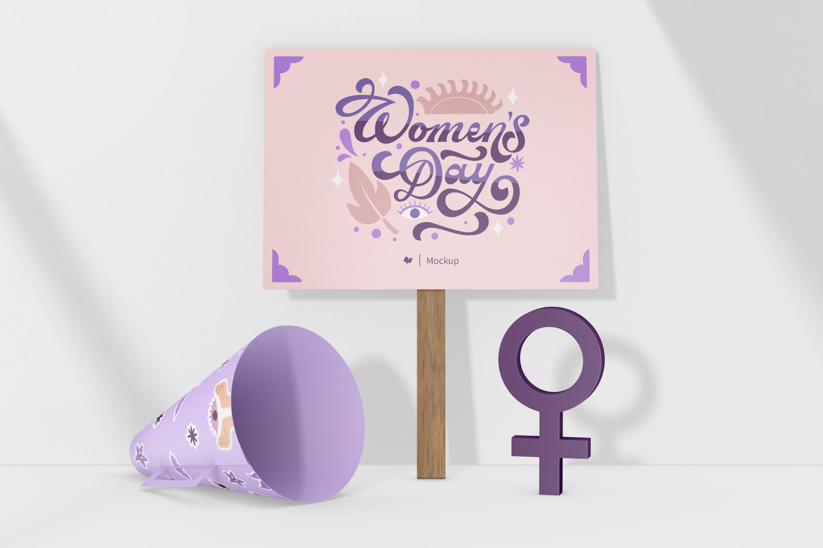 International Women’s Day Sign Mockup, Front View