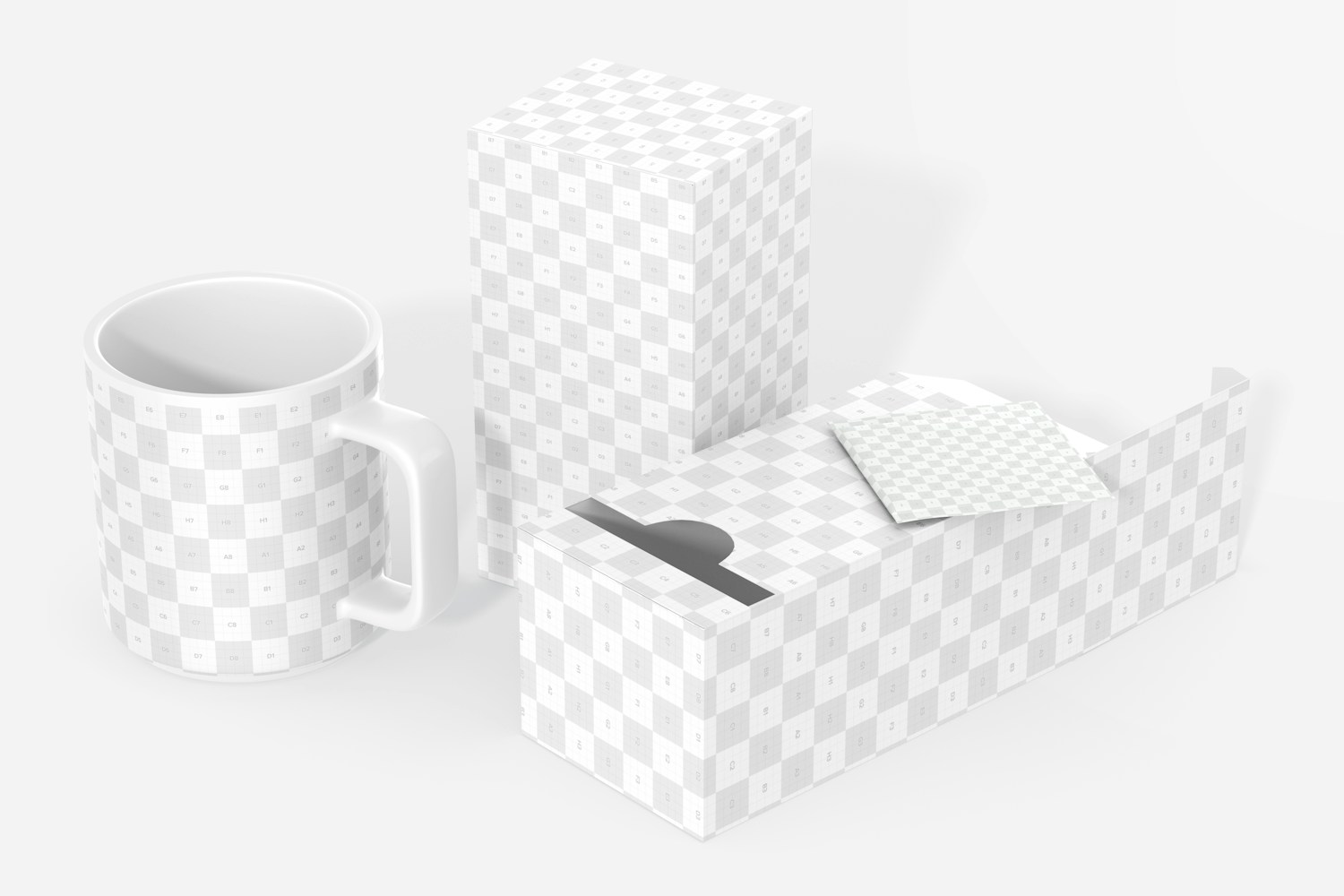 Tea Dispenser Box Mockup, Standing and Dropped