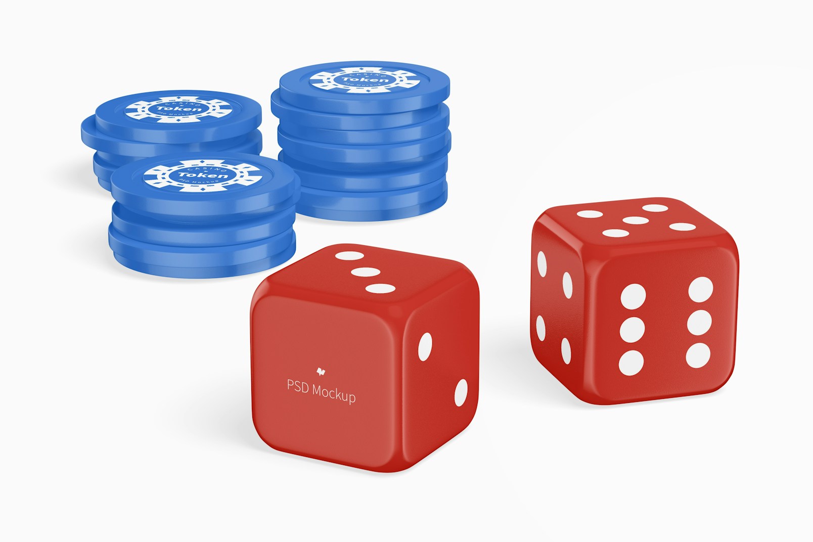 Dices with Poker Chips Mockup