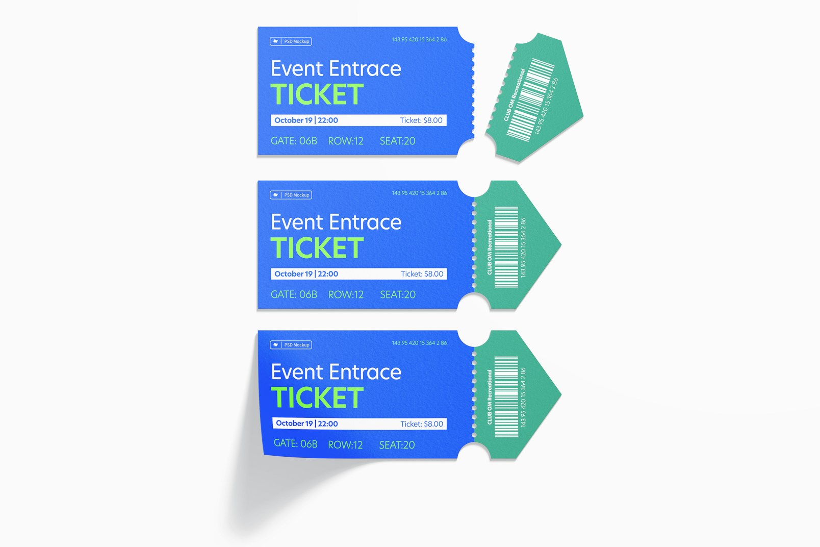 Event Entrance Tickets Mockup, Top View