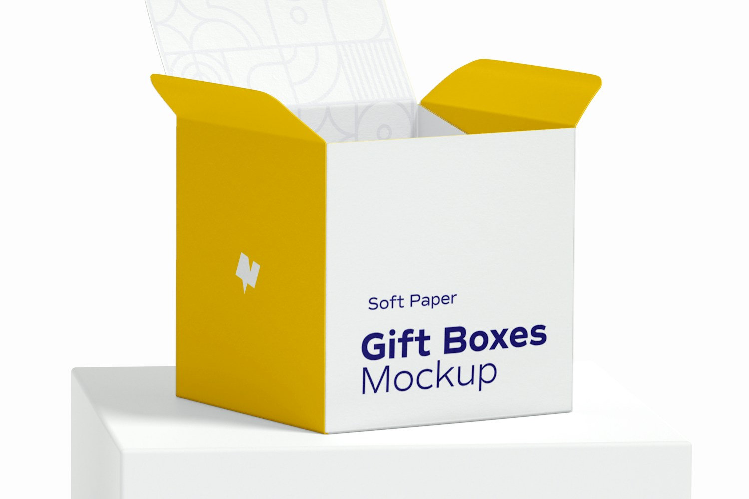 Soft Paper Gift Boxes Mockup, Front View