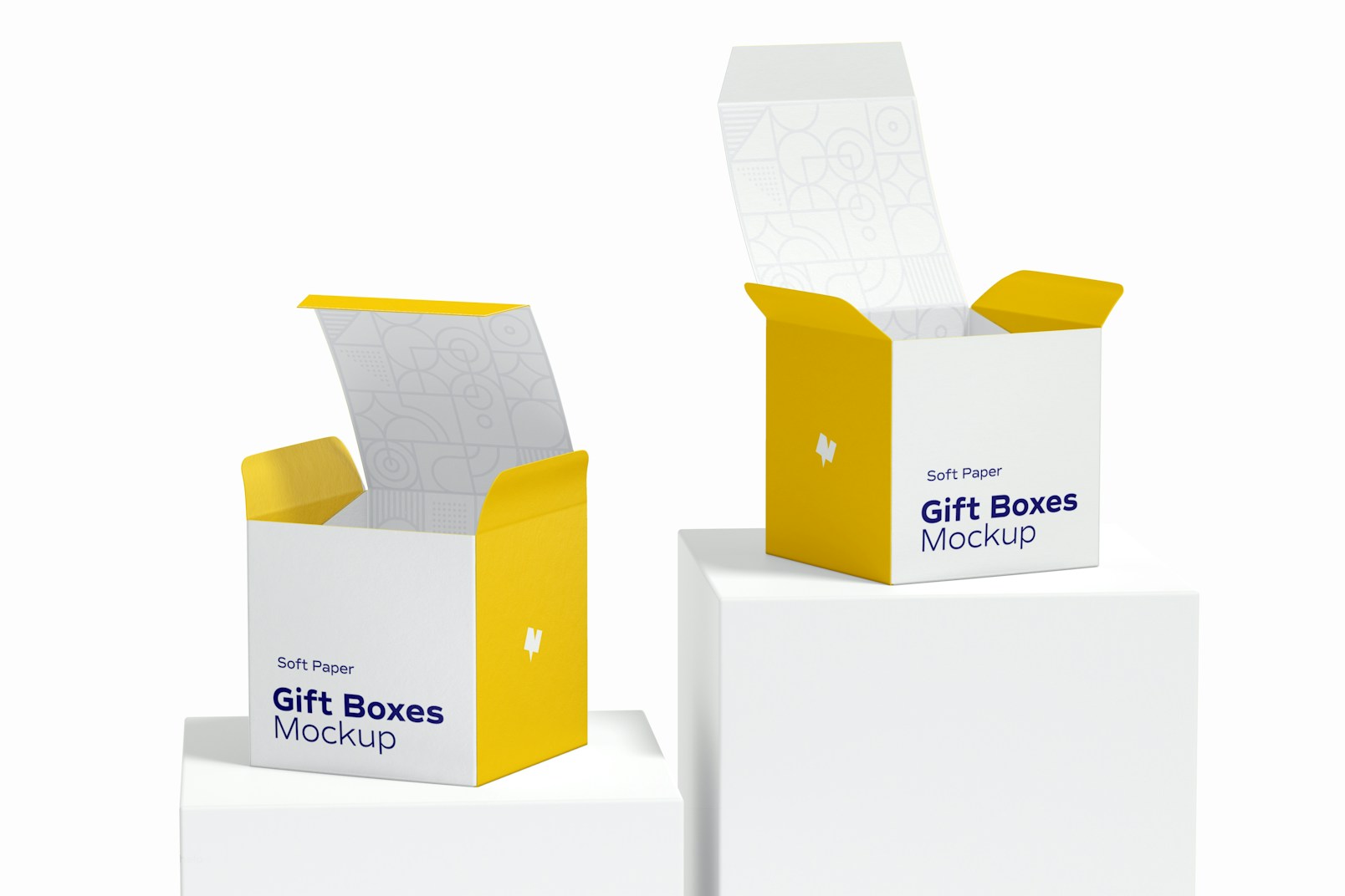 Soft Paper Gift Boxes Mockup, Front View